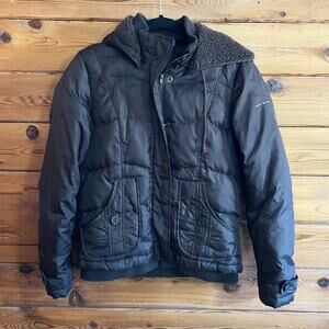 DKNY Active Down Filled Black Puffer Hooded Coat Size Medium